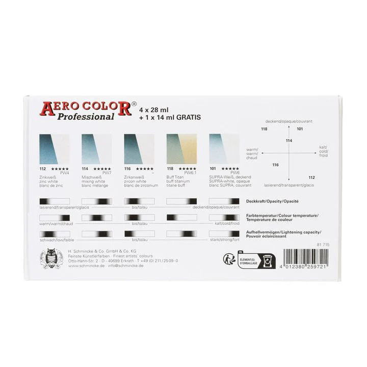 Schmincke Aero Color White Set, 4 x 28 ml and 1 x 14 ml