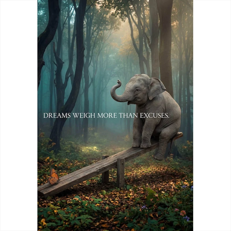 Aluminiumbild Dreams weigh more than excuses Hochformat