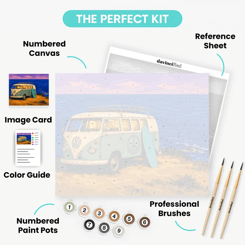 Coastal VW Bus - Paint by Numbers Kit