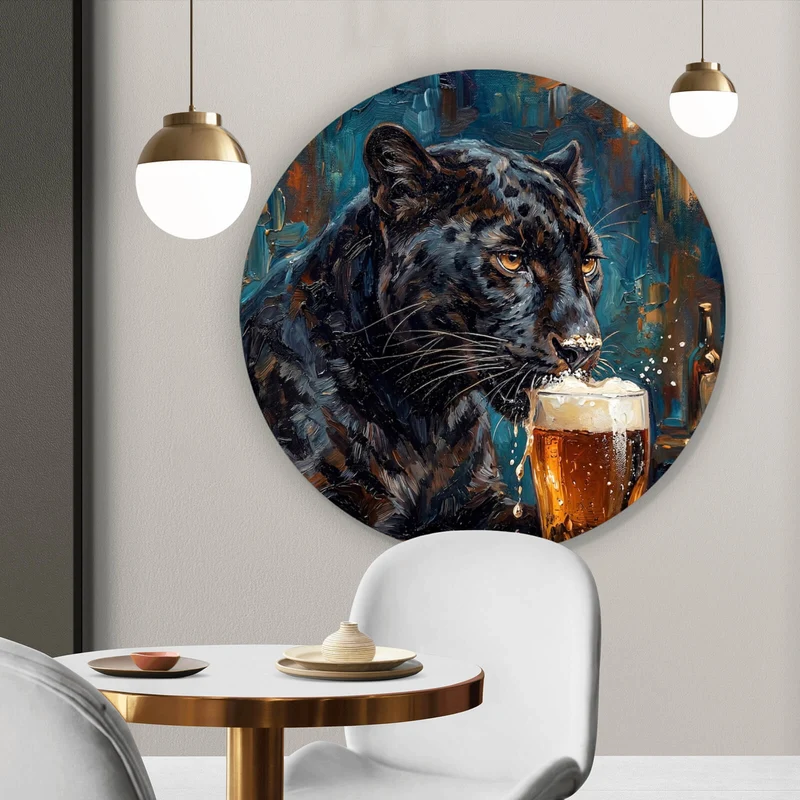 Aluminiumbild Panther genießt Bier Kreis