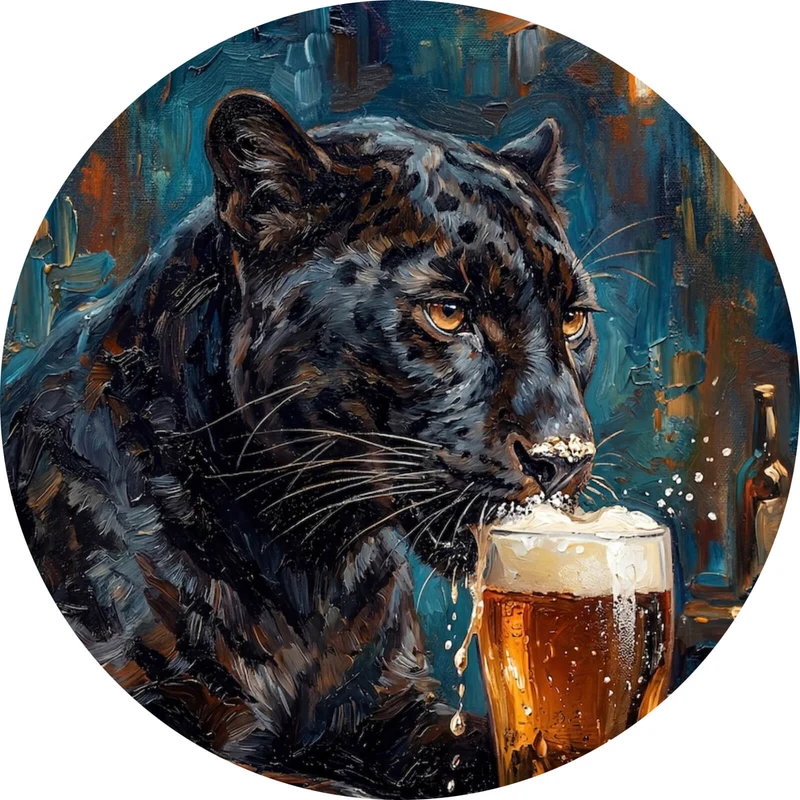 Aluminiumbild Panther genießt Bier Kreis