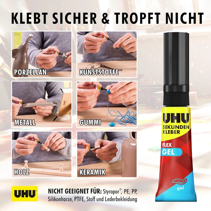 UHU Sekundenkleber SUPERGEL 3g - Blitzschnell & Präzise