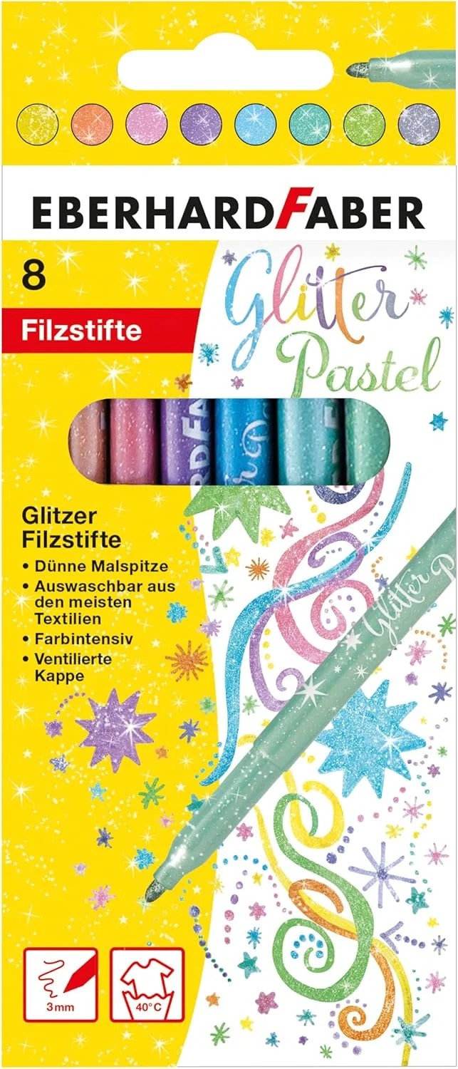 Eberhard Faber Glitzer-Filzstifte Pastell 8er Set