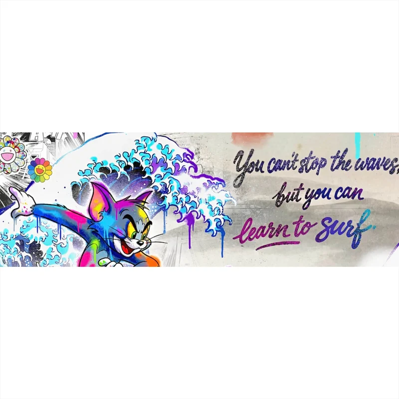 Spannrahmenbild Surfer Cartoon mit Motivationsspruch Panorama