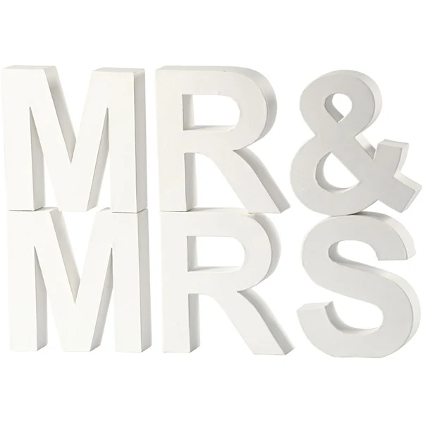 Create Craft - Card Letters MR & MRS 17.5x4.5cm 1 set white