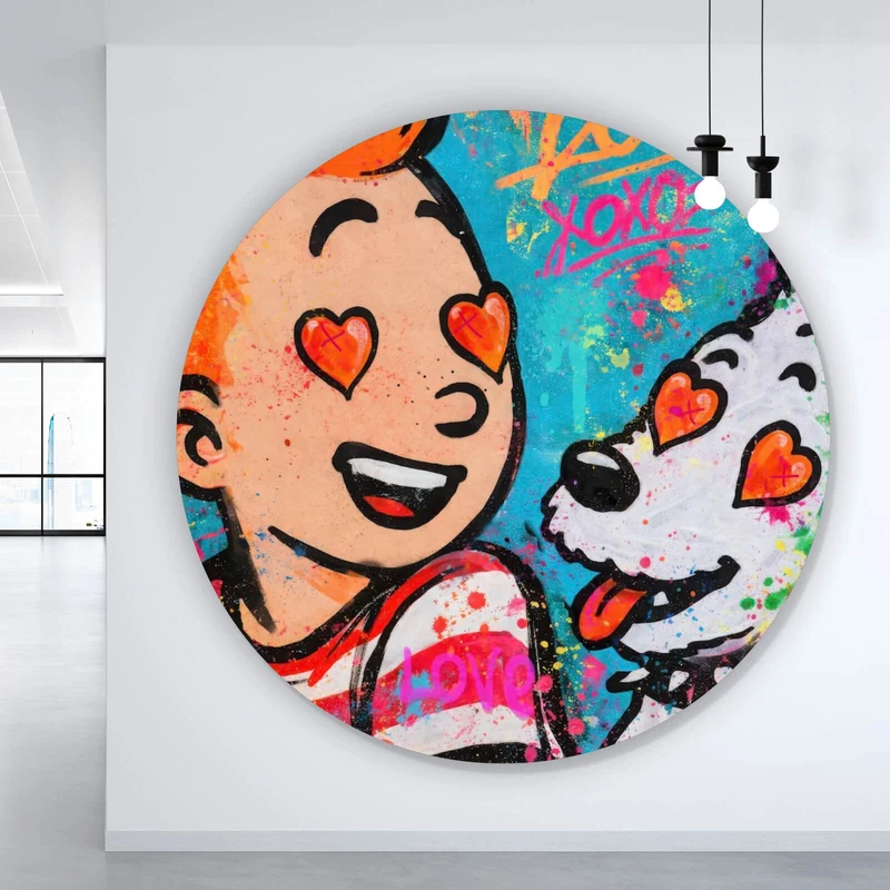 Aluminiumbild gebürstet Wild Love Pop Art Kreis
