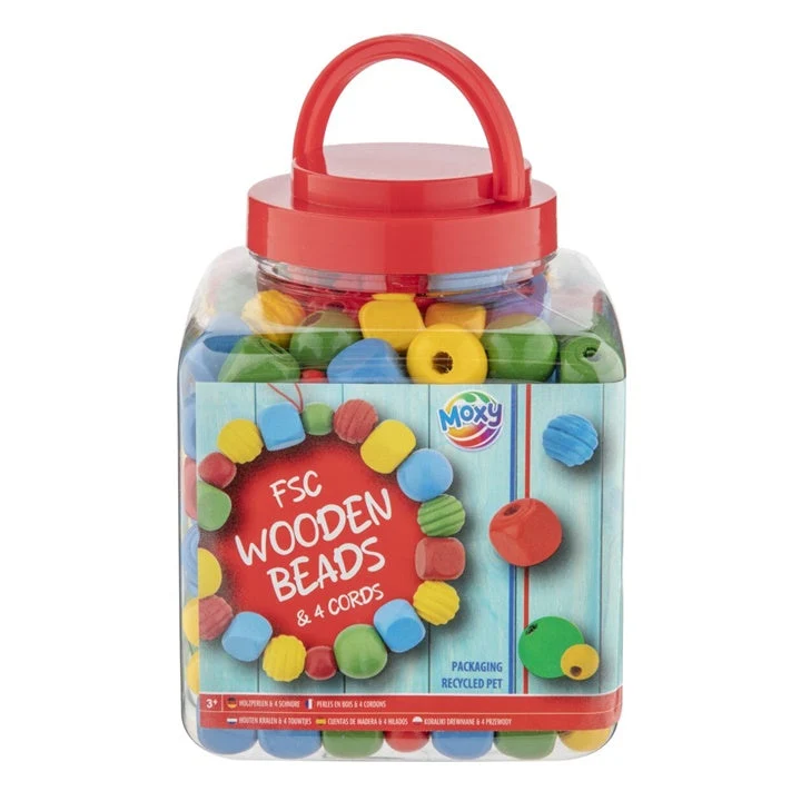 Wooden Beads in a Bucket, 375 Grams