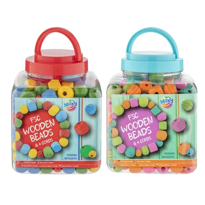 Wooden Beads in a Bucket, 375 Grams