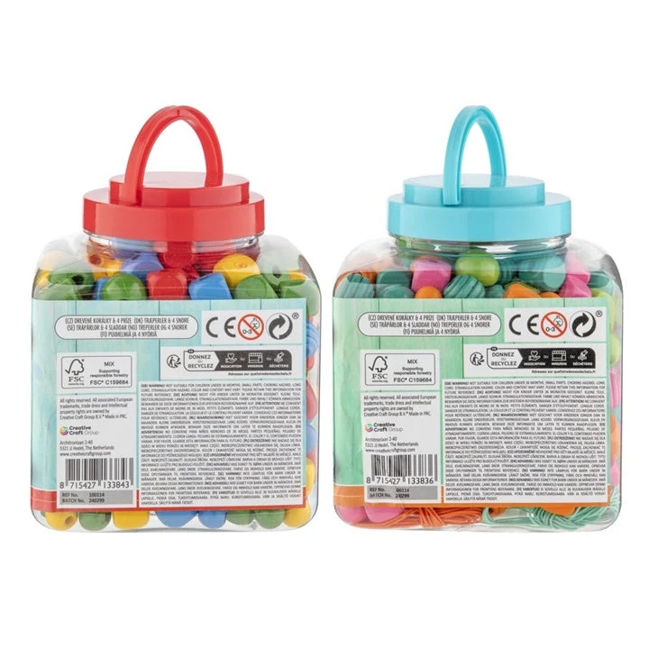 Wooden Beads in a Bucket, 375 Grams