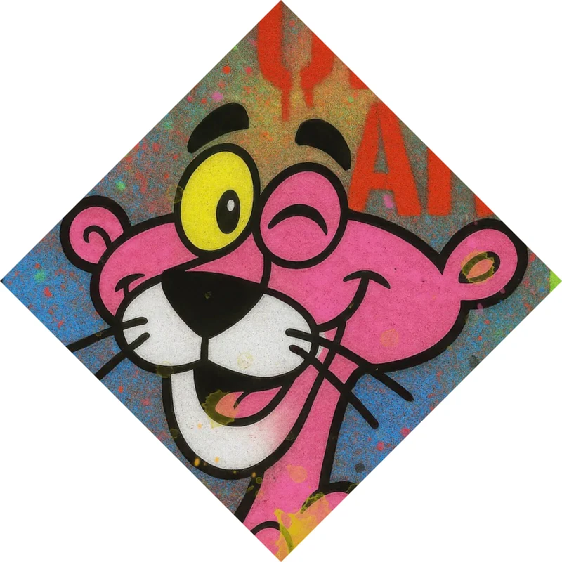 Aluminiumbild gebürstet Ikonisches Pop Art mit Spraydose Raute