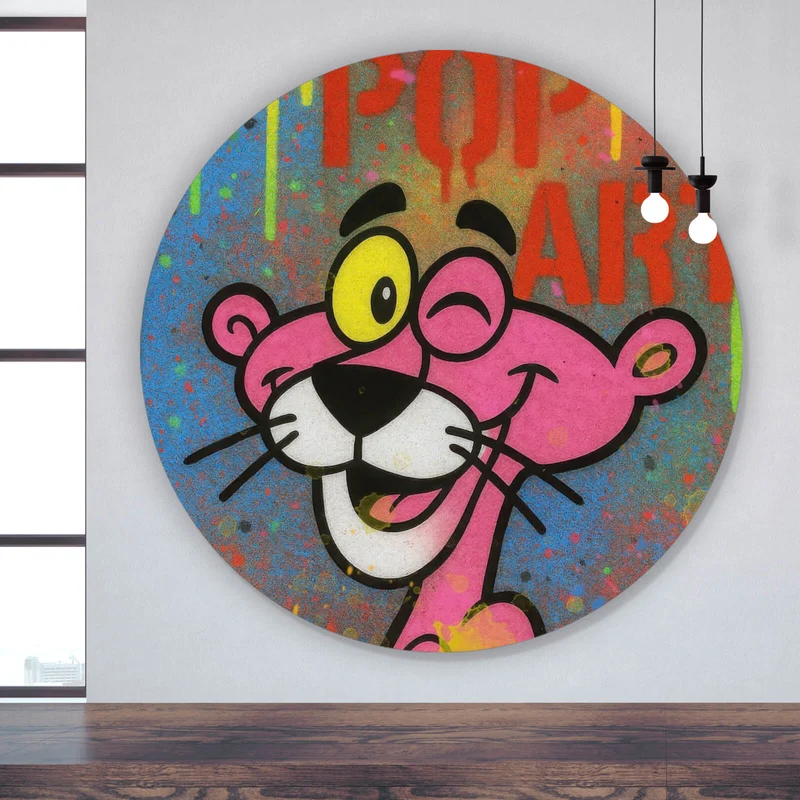 Aluminiumbild gebürstet Ikonisches Pop Art mit Spraydose Kreis