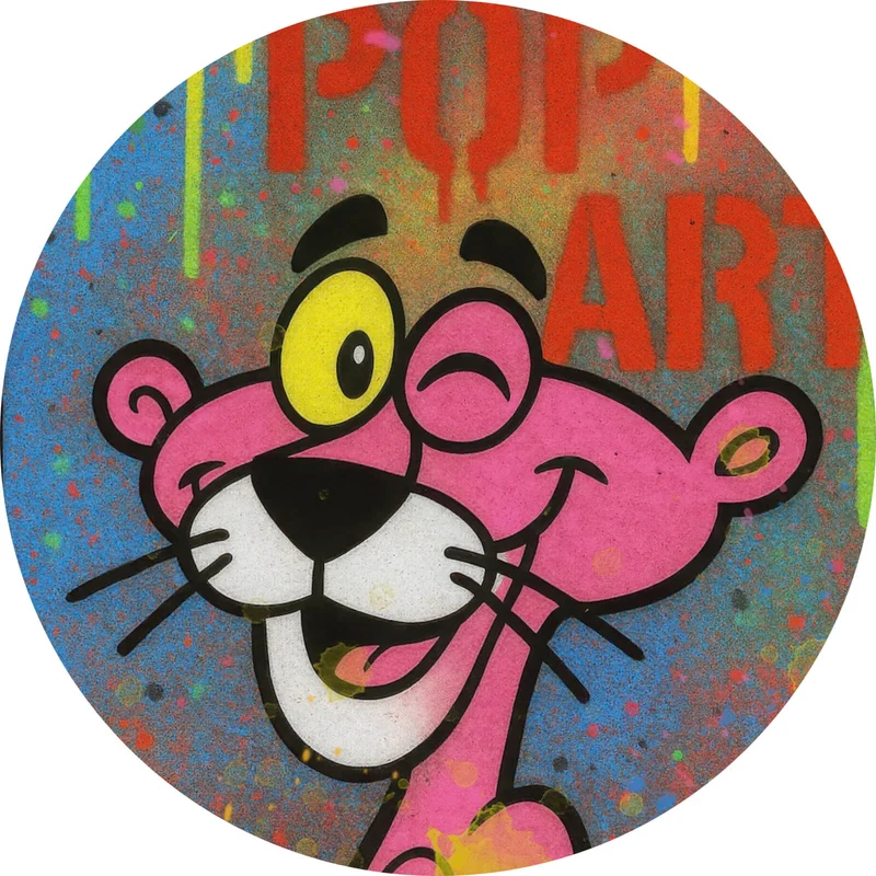 Aluminiumbild gebürstet Ikonisches Pop Art mit Spraydose Kreis