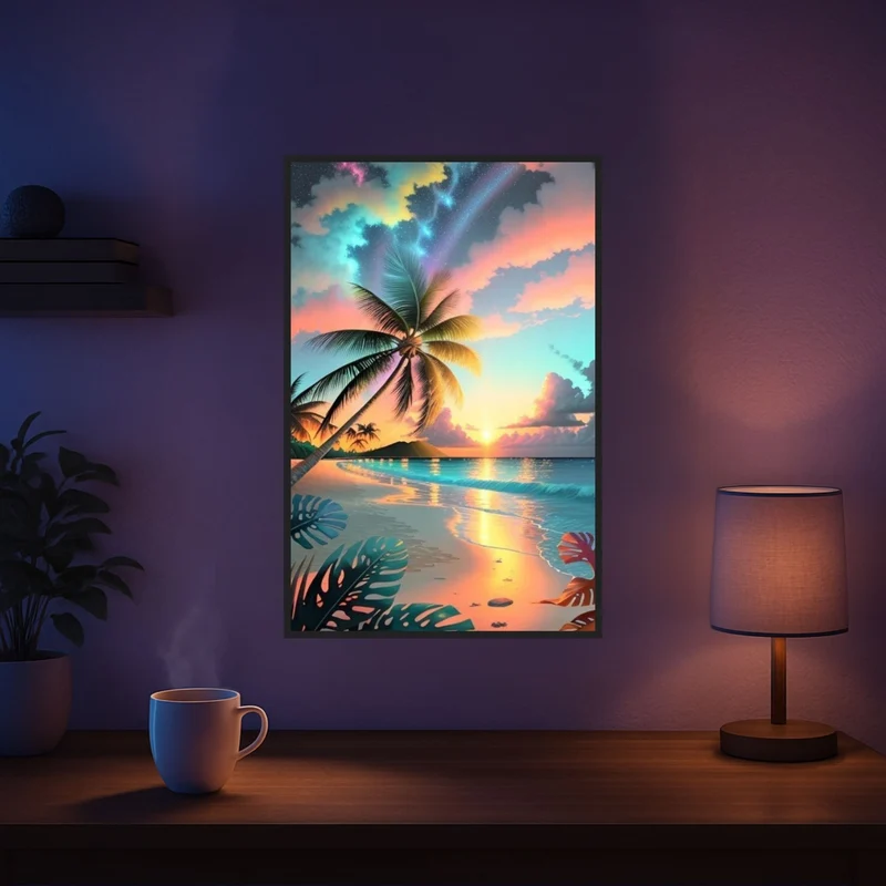 Diamond Painting - Palme im bunten Abendhimmel