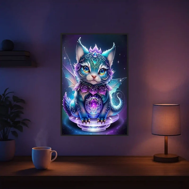Diamond Painting Leuchtbild Special - Mystical Kitty