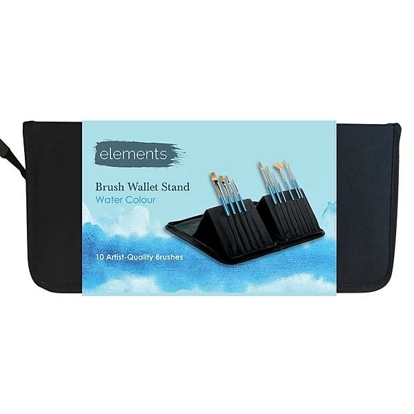 Elements - 10x Watercolour Brush set Wallet with stand