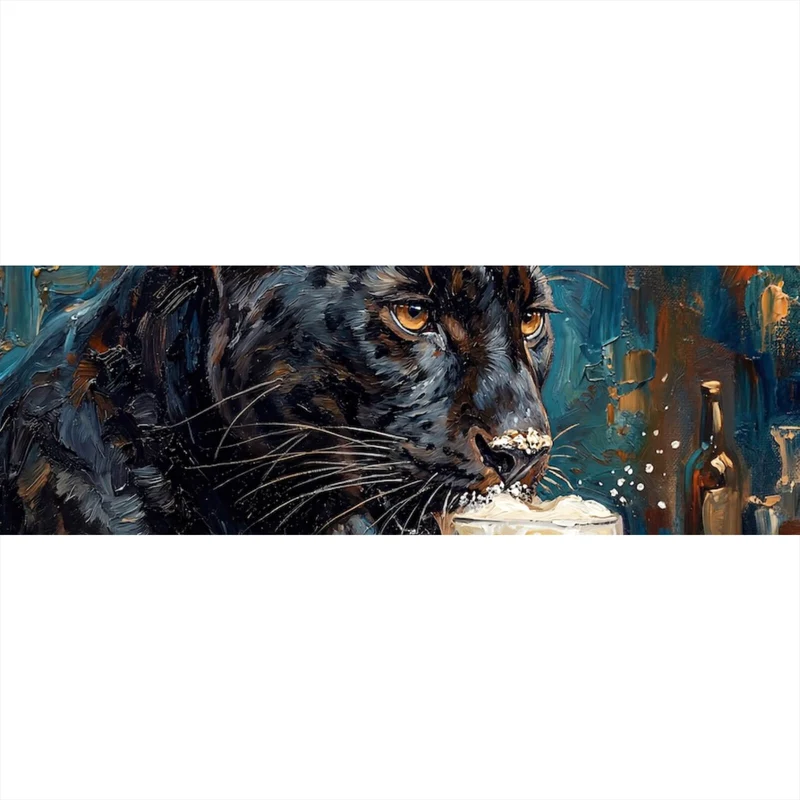 Aluminiumbild Panther genießt Bier Panorama