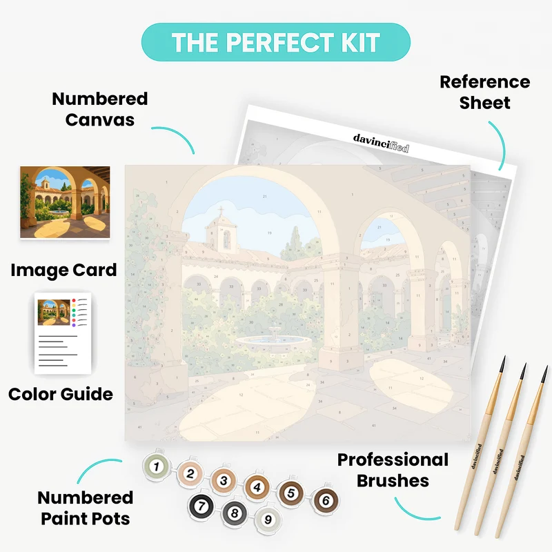 Mission Courtyard Fountain - Paint by Numbers Kit
