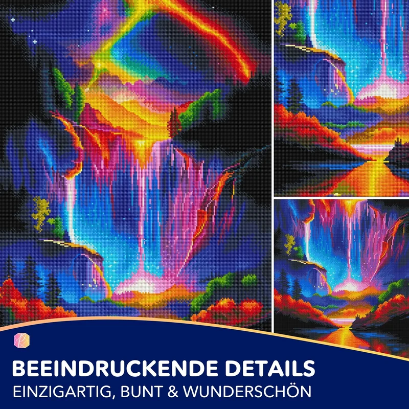 Diamond Painting - Nachtleuchten am Wasserfall
