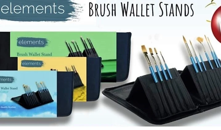 Elements - 8x Hog Oil Brush set Wallet with stand