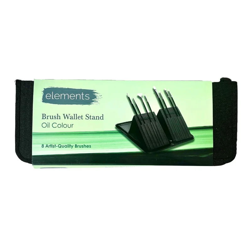 Elements - 8x Hog Oil Brush set Wallet with stand