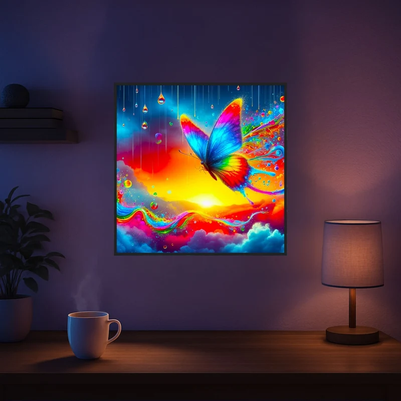 Diamond Painting 100 Farben Special - Schmetterlinge im Regenbogenfluss