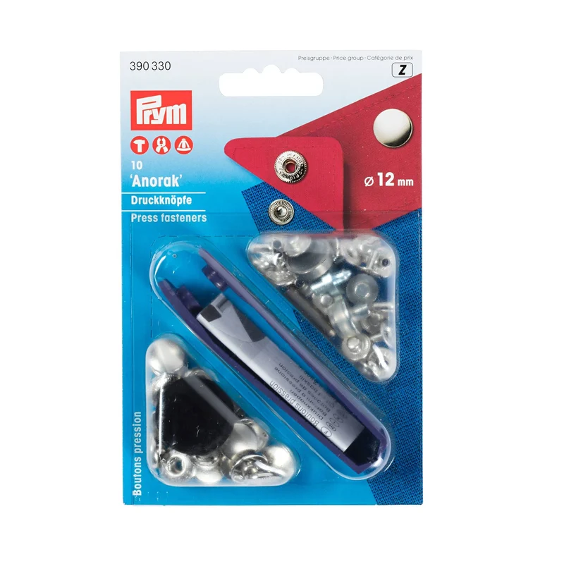 Prym Anorak-Druckknöpfe 10 Stk. 12mm silber