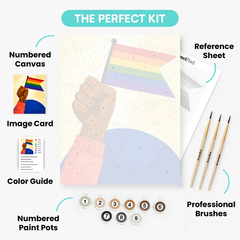 Rainbow Raised Fist - Paint by Numbers Kit