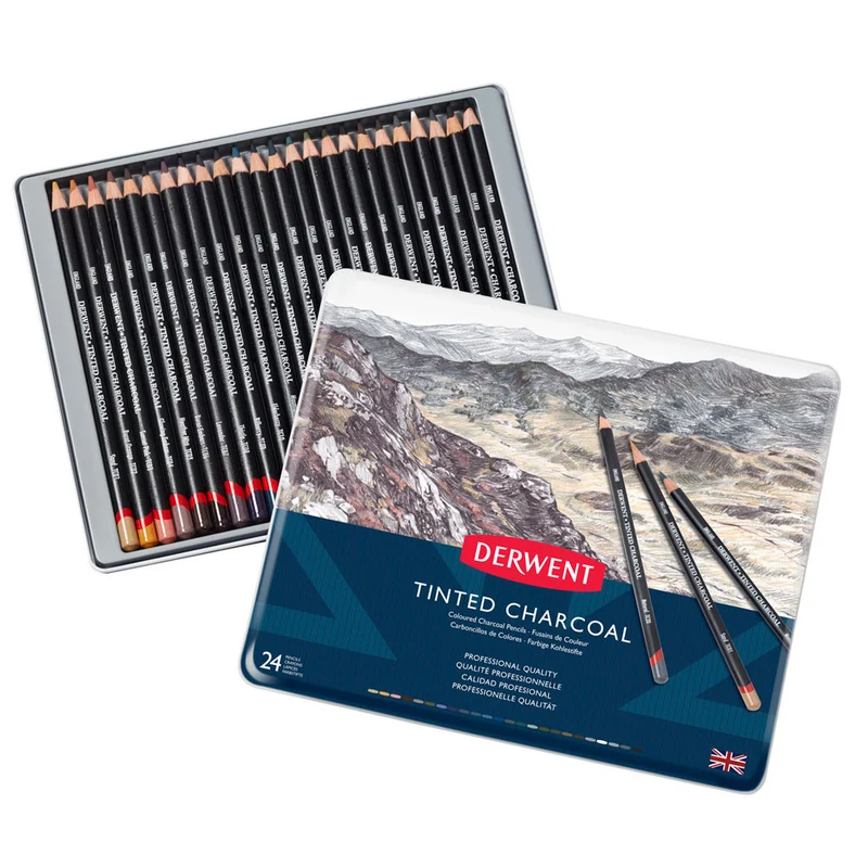 Derwent - Tinted Charcoal Pencil - 24 Tin