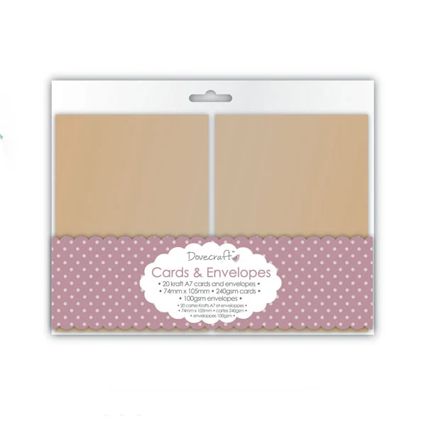 Dovecraft - Natural Brown Mini Cards & Envelopes Kraft Rectangle - A7 (20 Pk)