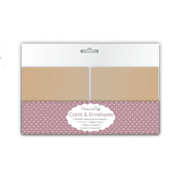 Dovecraft - Natural Brown Mini Cards & Envelopes Kraft Square - 3.5 x 3.5 (20 Pk)