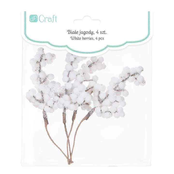 3D Decorative Branches with White Berries, Set of 4