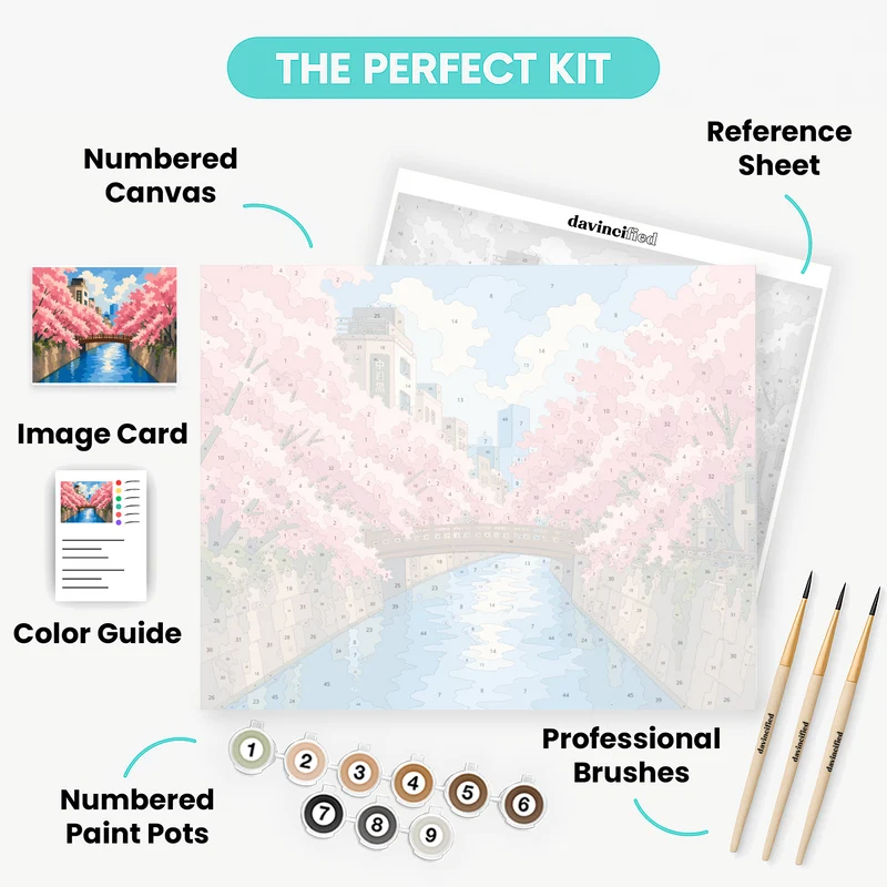 Cherry Blossom Canal - Paint by Numbers Kit