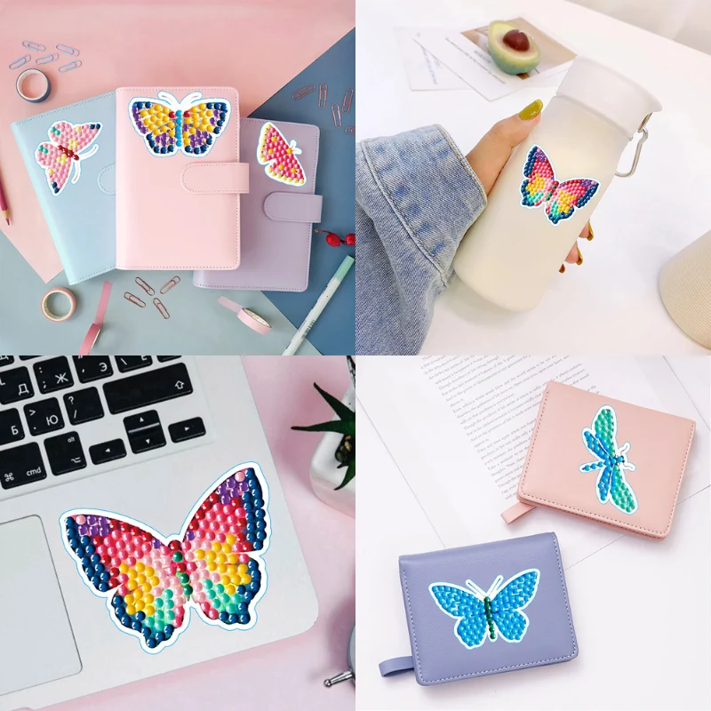 Diamond Painting Sticker Set XL - Bunte Schmetterlinge