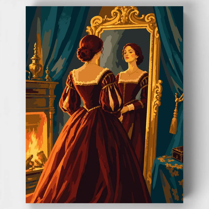 Lady at the Mirror - Paint by Numbers Kit