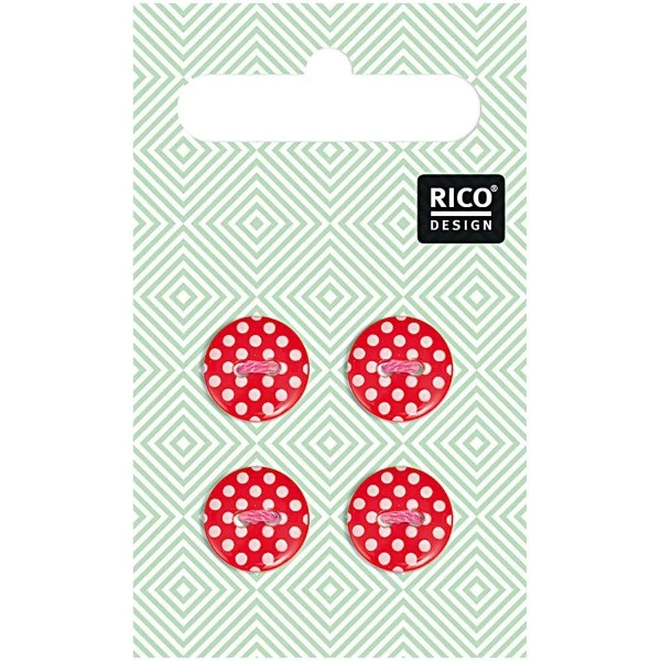Rico Design Knöpfe rot gepunktet