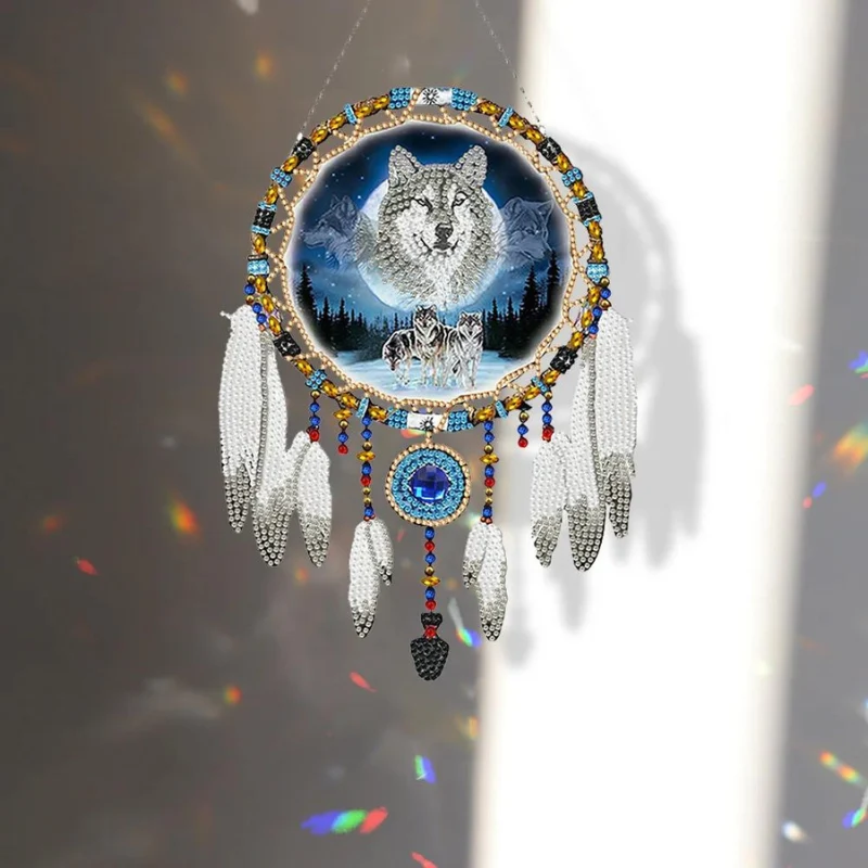 Diamond Painting Traumfänger XL - "Wolf of Dreams"