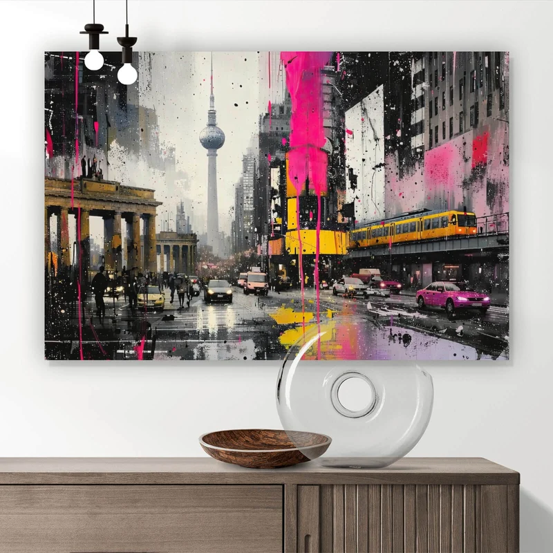 Poster Modernes Stadtbild mit dynamischem Flair Querformat