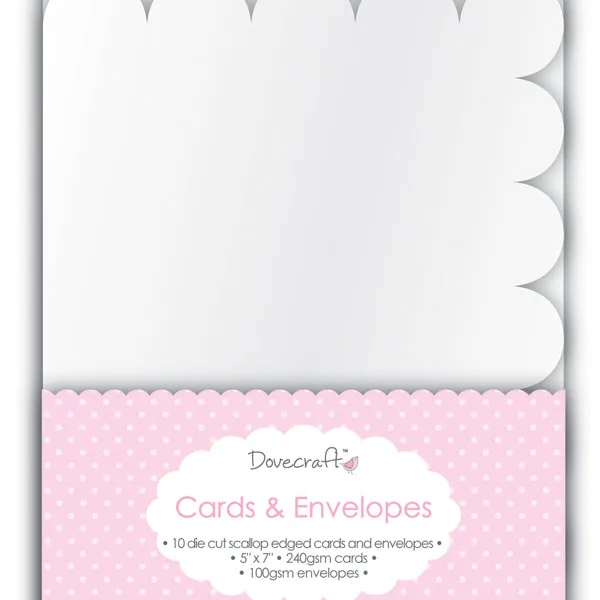 Dovecraft - Cards & Envelopes Scallop Die Cut Rectangle - 5x7 (10 Pk)