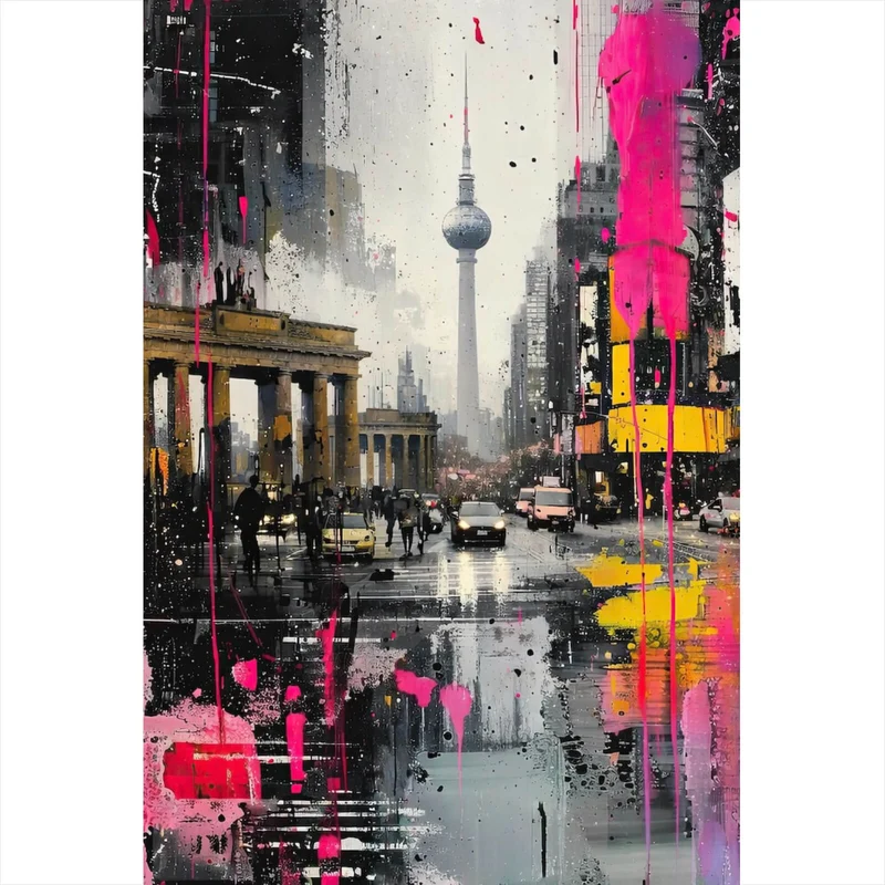 Aluminiumbild Modernes Stadtbild mit dynamischem Flair Hochformat