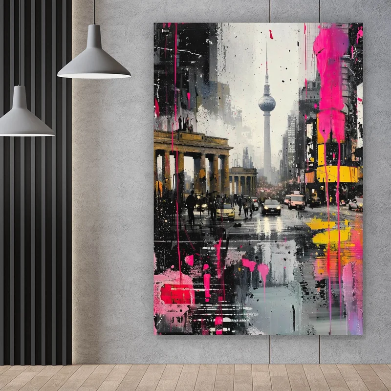 Poster Modernes Stadtbild mit dynamischem Flair Hochformat