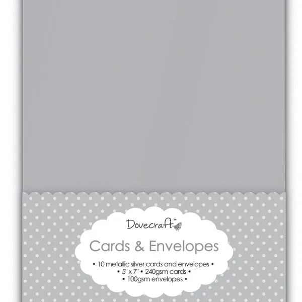 Dovecraft - Cards & Envelopes Metallic Silver Rectangle - 5x7 (8 Pk)