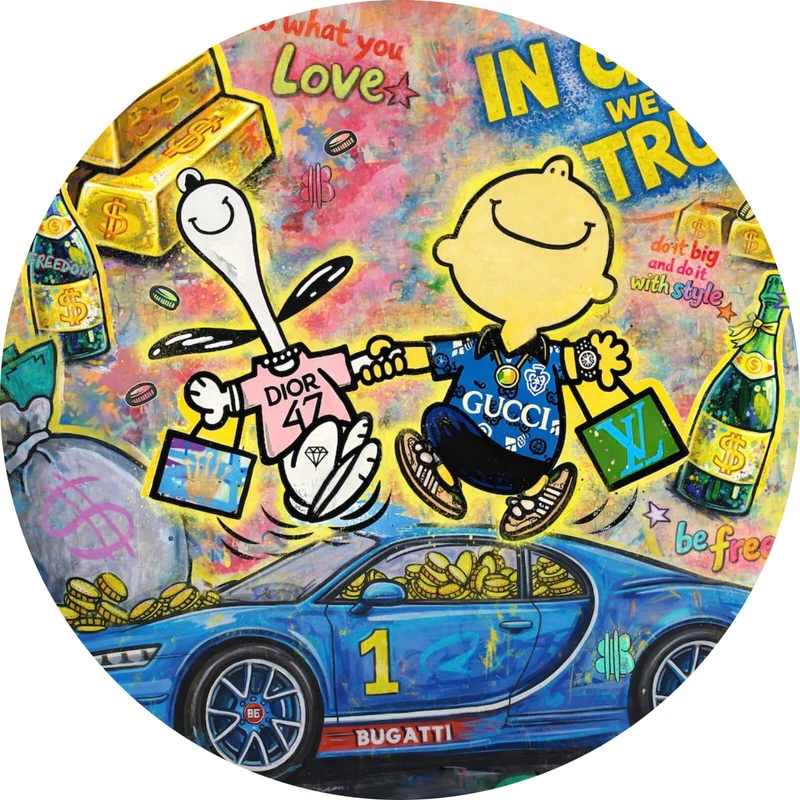 Aluminiumbild gebürstet Luxuriöses Pop Art Kreis