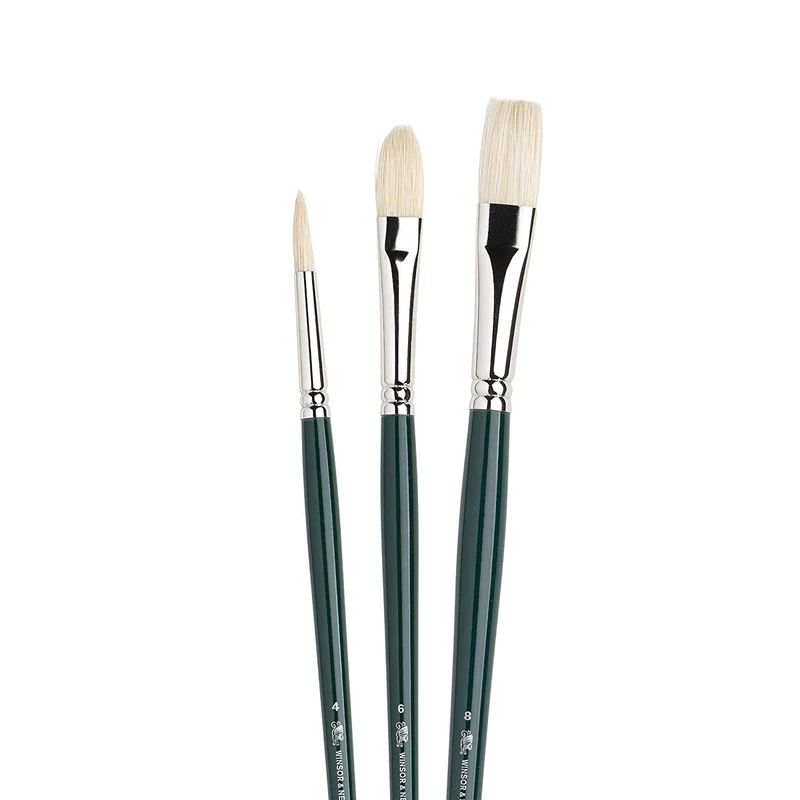 Winsor and Newton - Winton - 3 Long Handle Hog Oil Brush Set (R4-F6-F8)