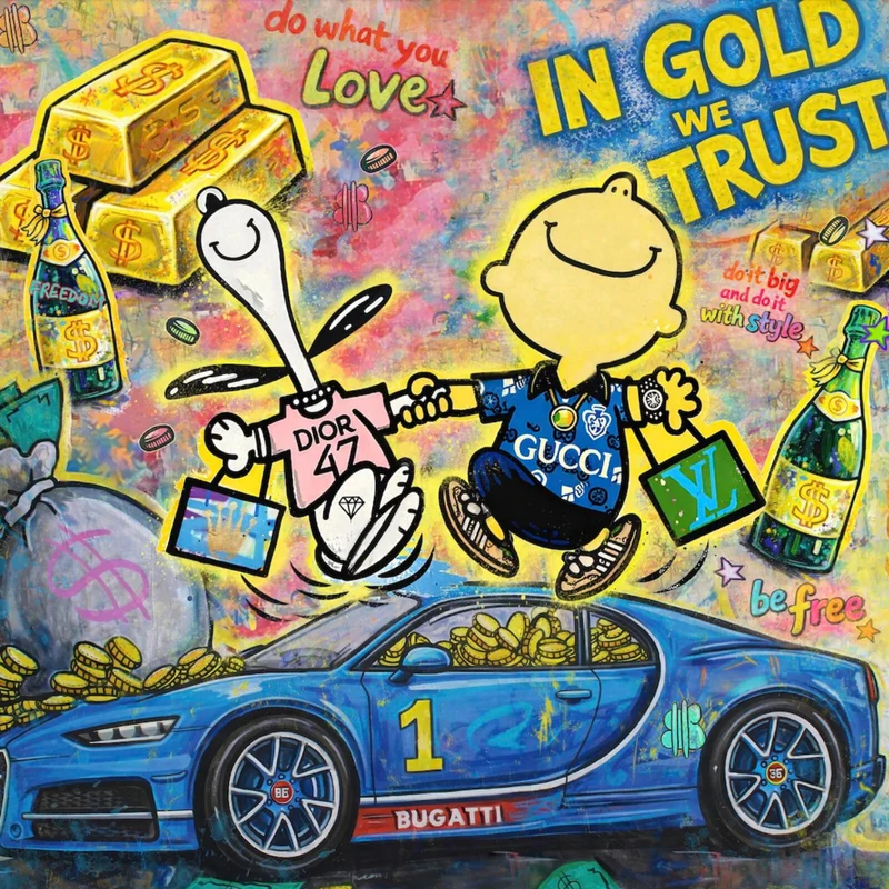 Aluminiumbild Luxuriöses Pop Art Quadrat