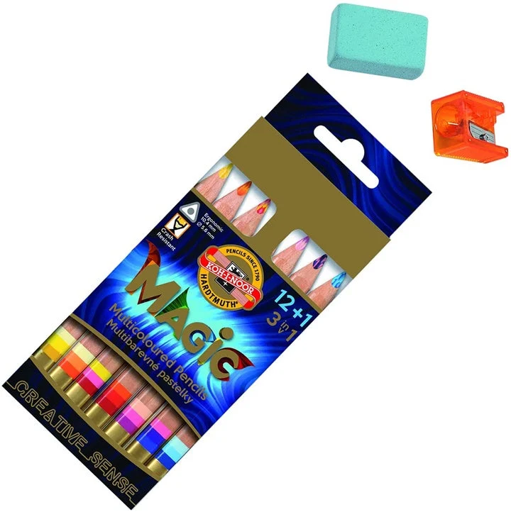KOH-I-NOOR MAGIC Set of 12 Multicolored Colored Pencils and Accessories