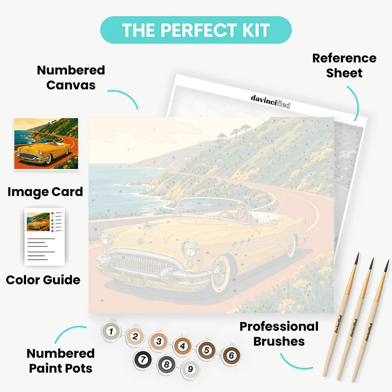 Golden Coastal Cruiser - Paint by Numbers Kit