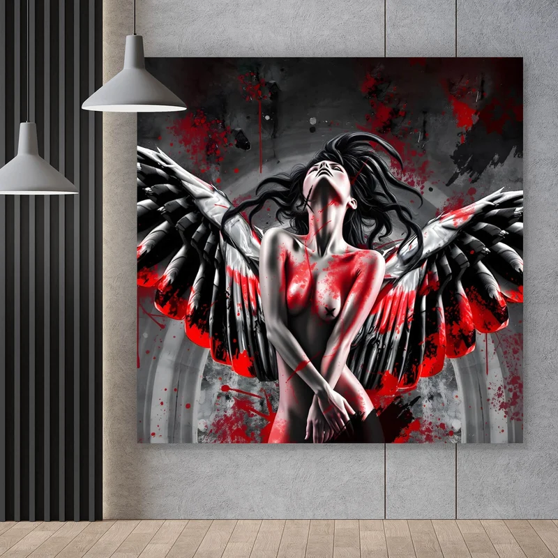 Acrylglasbild Mystischer Engel verkörpert als göttliche Schönheit Quadrat
