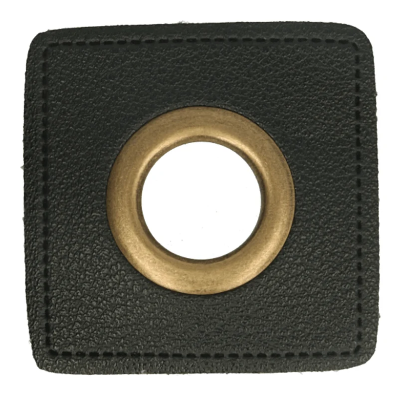 Ösen Patches Kunstleder 11mm schwarz bronze