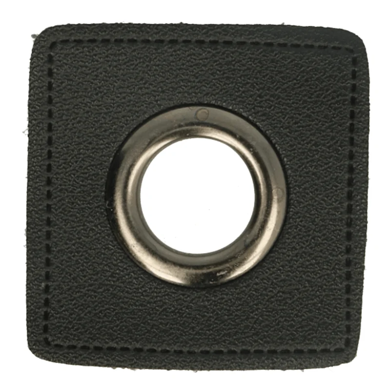 Ösen Patches Kunstleder 8mm schwarz altnickel