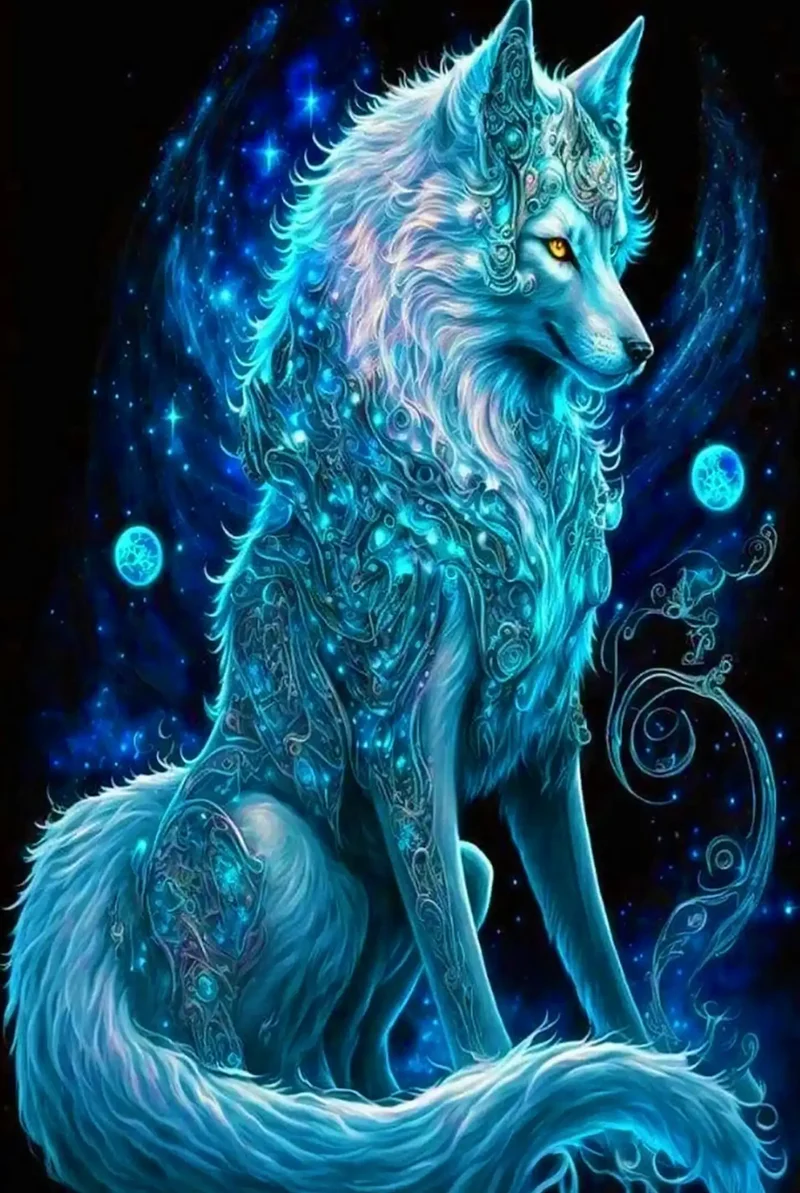 Diamond Painting Leuchtbild Special - Verzauberter Wolf